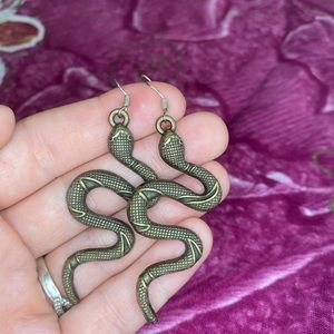 Bronze large snake earrings